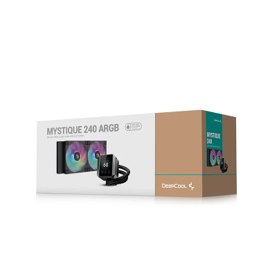 DeepCool Mystique 240 ARGB Liquid CPU Cooler, 2.83" TFT LCD Display, 240mm Radiator, 120mm Fan Size, 2400 RPM, Hydro Bearing Type, 72.04 CFM Airflow, Black | R-LX550-BKADSNC-G-1