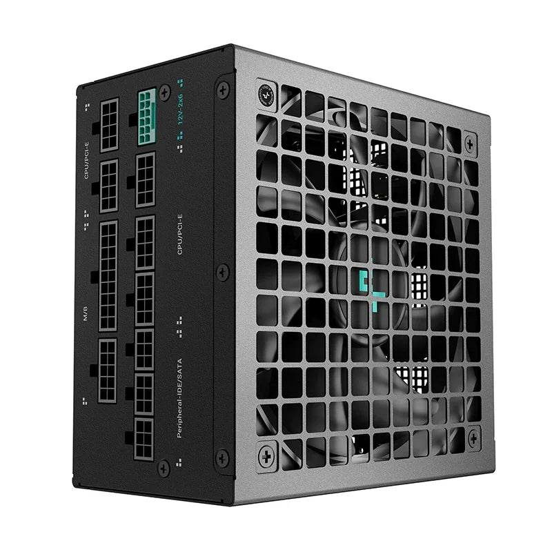 Deepcool PN1000M ATX Power Supply, Intel ATX 3.1 and PCIe 5.1 standard, 80Plus Gold, 135mm FDB (Fluid Dynamic Bearing) Fan, Sleeved Cables, Black.