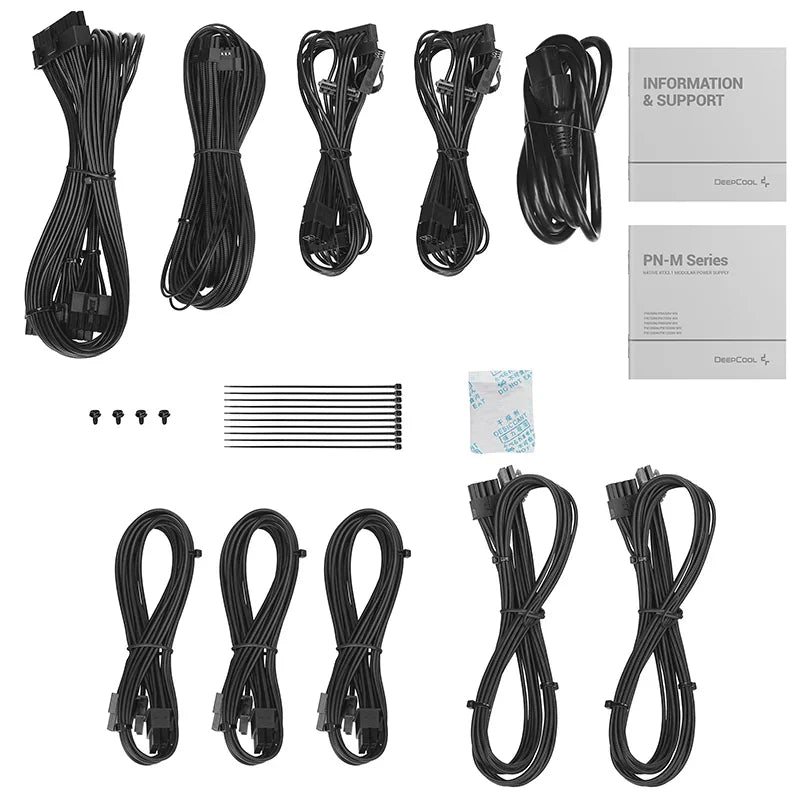 Deepcool PN1000M ATX Power Supply, Intel ATX 3.1 and PCIe 5.1 standard, 80Plus Gold, 135mm FDB (Fluid Dynamic Bearing) Fan, Sleeved Cables, Black.