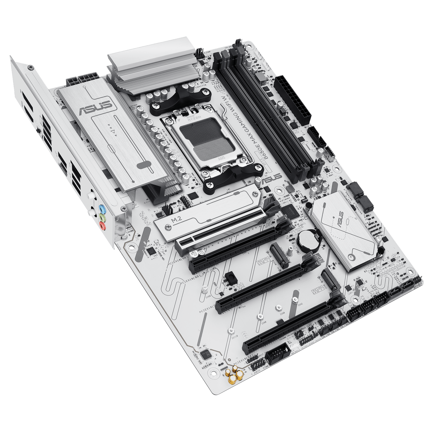 ASUS B650E MAX Gaming WiFi W – AMD B650 AM5 ATX Motherboard, White PCB, DDR5, PCIe 5.0, 3X M.2, Wi-Fi 6E, 2.5Gb LAN, USB 10Gbps Type-C, DisplayPort, HDMI™, BIOS Flashback™, Aura Sync, Advanced AI PC