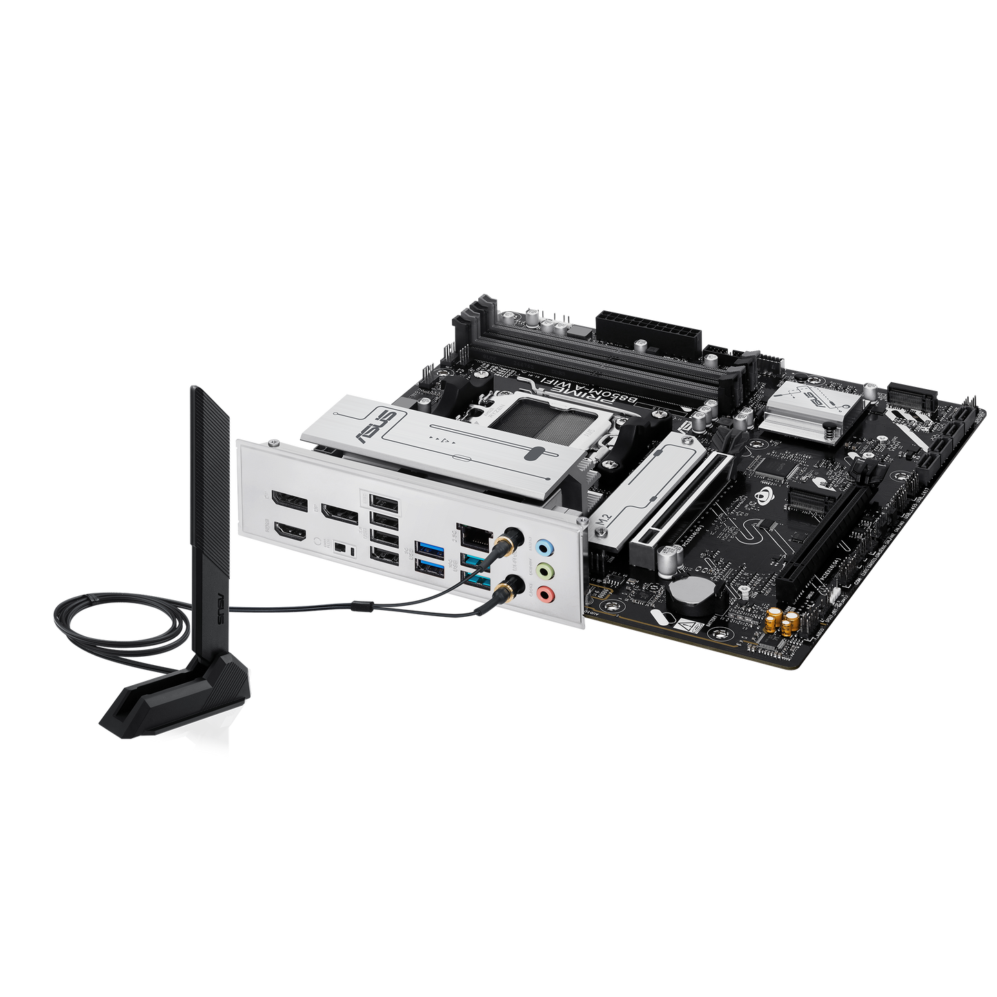 ASUS PRIME B850M-A WIFI, AMD mATX Motherboard, DDR5 Slot, PCIe 5.0 Ready, 3 M.2 Slots, Wi-Fi 6E, 2.5GB Realtek Ethernet, DisplayPort, HDMI, USB-C Front 5Gbps, BIOS FlashBack, Aura Sync
