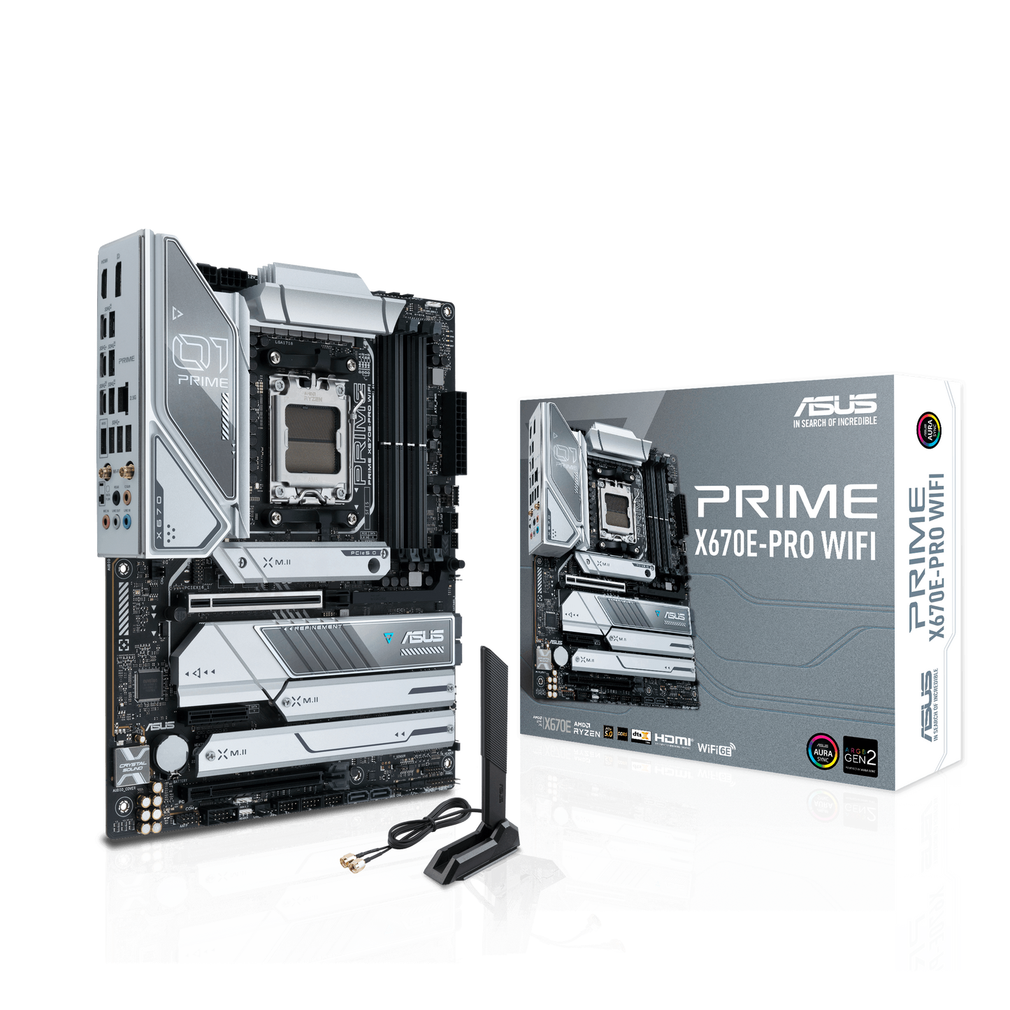 Asus Prime X670E-Pro Wifi DDR5 ATX Motherboard, Socket AM5, AMD X670 Chipset, Max 128GB Memory, PCIe 5.0, Realtek 2.5Gb Ethernet, LAN Guard, Wi-Fi 6E, Bluetooth v5.2 | 90MB1BL0-GC