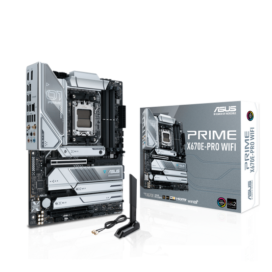 Asus Prime X670E-Pro Wifi DDR5 ATX Motherboard, Socket AM5, AMD X670 Chipset, Max 128GB Memory, PCIe 5.0, Realtek 2.5Gb Ethernet, LAN Guard, Wi-Fi 6E, Bluetooth v5.2 | 90MB1BL0-GC