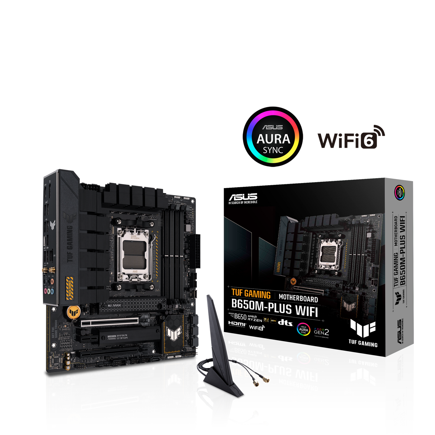 Asus TUF Gaming B650M-Plus Micro-ATX AMD Motherboard, AM5 Socket, AMD B650 Chipset, 4x 2-Channel DDR5 128GB Max, 2x M.2, 1x PCIe 4.0/3.0 x16, 4x SATA 6Gb/s, 1xHDMI/1xDP-GC