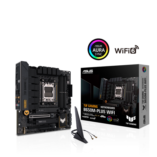 Asus TUF Gaming B650M-Plus Micro-ATX AMD Motherboard, AM5 Socket, AMD B650 Chipset, 4x 2-Channel DDR5 128GB Max, 2x M.2, 1x PCIe 4.0/3.0 x16, 4x SATA 6Gb/s, 1xHDMI/1xDP-GC