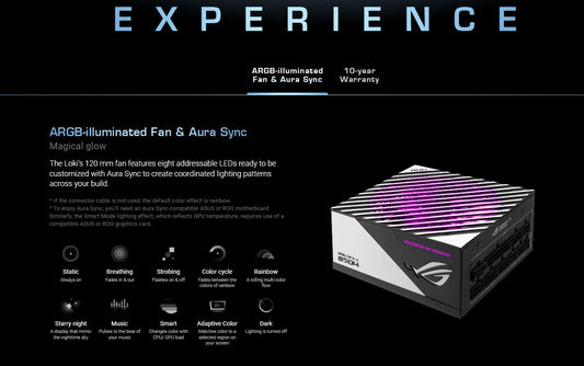 ASUS ROG LOKI SFX-L 850W POWER SUPPLY UNIT, 80 PLUS PLATINUM, FULLY MODULAR, PCIE GEN 5.0, 120MM ARGB-ILLUMINATED FAN & AURA SYNC, ROG HEATSINKS, 0DB FAN BUTTON, BLACK-RED | 90YE00N3-B0NA00
