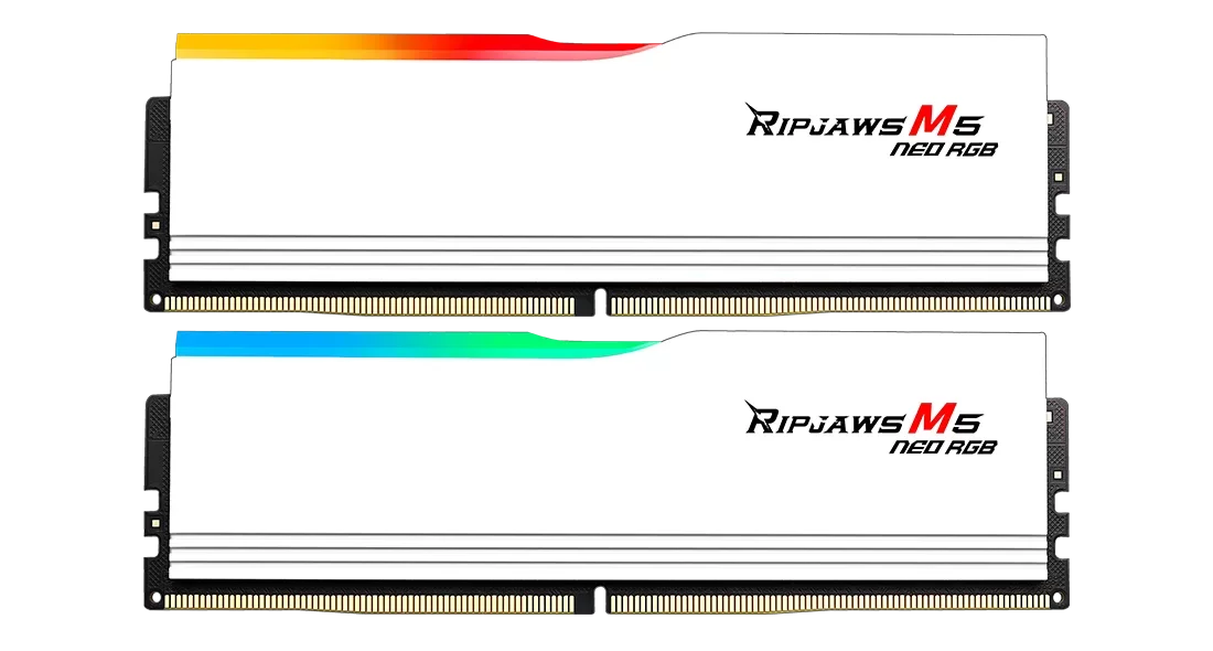 G Skill Ripjaws M5 Neo RGB 64GB (2x32GB) Memory Kit (RAM), DDR5-6000 CL36-36-36-96 1.35V, Intel XMP / AMD EXPO, White