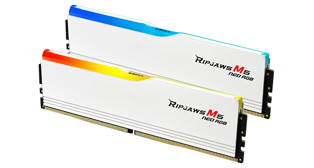 G Skill Ripjaws M5 Neo RGB 64GB (2x32GB) Memory Kit (RAM), DDR5-6000 CL36-36-36-96 1.35V, Intel XMP / AMD EXPO, White