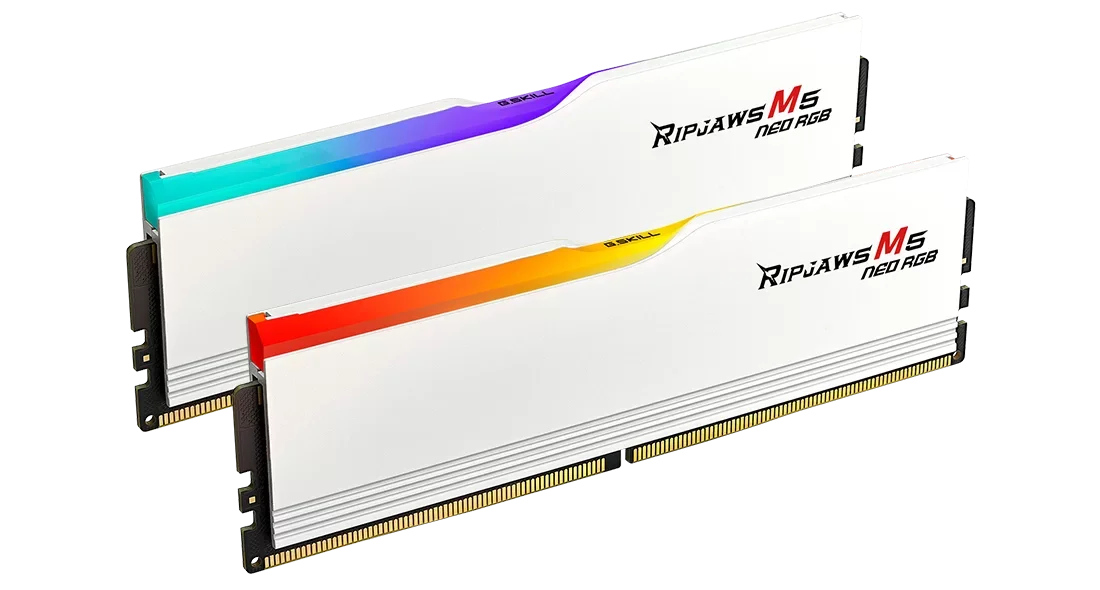 G Skill Ripjaws M5 Neo RGB 64GB (2x32GB) Memory Kit (RAM), DDR5-6000 CL36-36-36-96 1.35V, Intel XMP / AMD EXPO, White