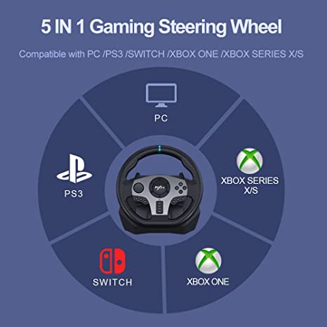 PXN V9 Steering Wheel, for PC,Xbox One,Nintendo Switch,PS3,PS4,Xbox Series S/X - Games Corner