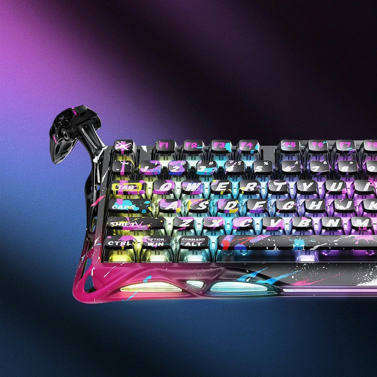 GravaStar Mercury V75 Pro Gaming Keyboard, Special Edition, 75% HE Magnetic Switch, Jade Gaming Switch, 8kHz Polling Rate, Semi-Aluminum Construction, Dynamic Rapid Trigger, Neon Graffiti | GS V75 PRO_CG_BLK