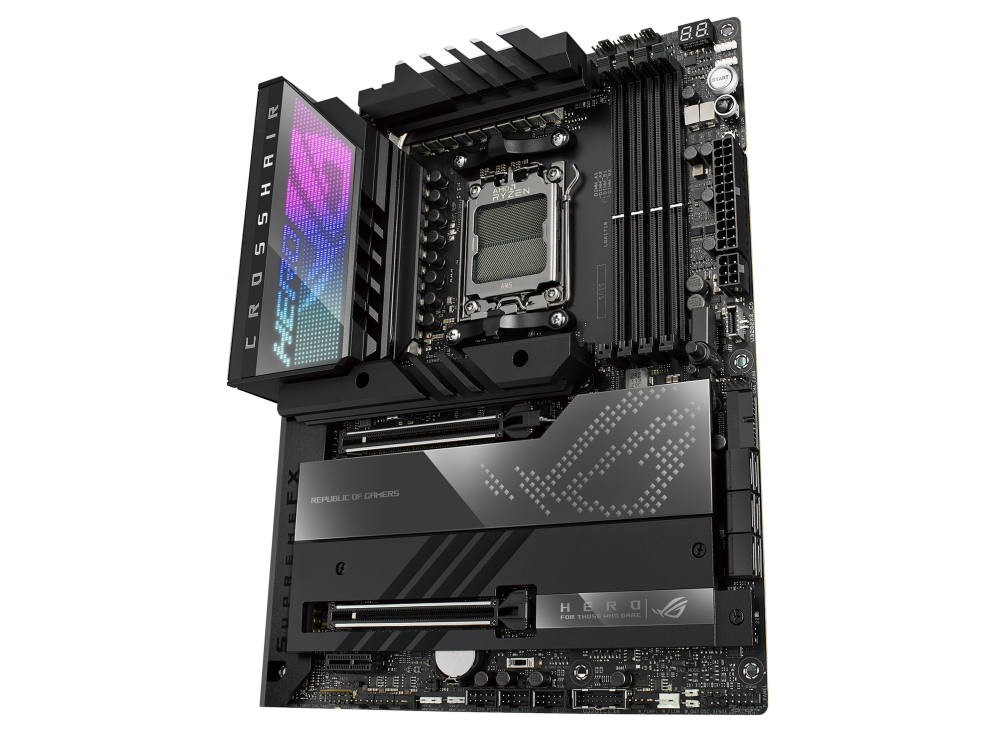 Asus ROG Crosshair X670E Hero AMD X670 AM5 Ryzen™ Desktop 9000 8000 & 7000 ATX Motherboard, 18 + 2 Power Stages, PCIe® 5.0, DDR5, 5X M.2 Slots, USB 3.2 Gen 2x2 with Quick Charge 4+, USB4®, Wi-Fi 6E-GC