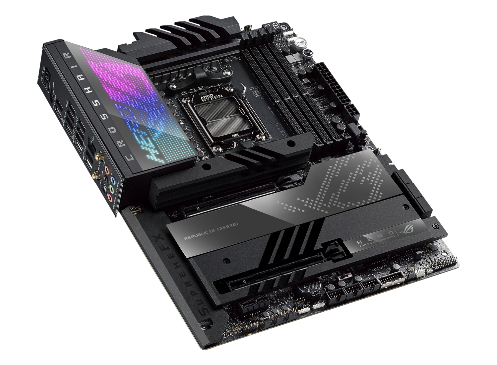 Asus ROG Crosshair X670E Hero AMD X670 AM5 Ryzen™ Desktop 9000 8000 & 7000 ATX Motherboard, 18 + 2 Power Stages, PCIe® 5.0, DDR5, 5X M.2 Slots, USB 3.2 Gen 2x2 with Quick Charge 4+, USB4®, Wi-Fi 6E-GC
