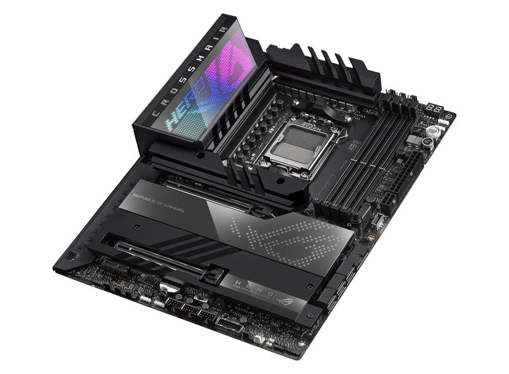Asus ROG Crosshair X670E Hero AMD X670 AM5 Ryzen™ Desktop 9000 8000 & 7000 ATX Motherboard, 18 + 2 Power Stages, PCIe® 5.0, DDR5, 5X M.2 Slots, USB 3.2 Gen 2x2 with Quick Charge 4+, USB4®, Wi-Fi 6E-GC