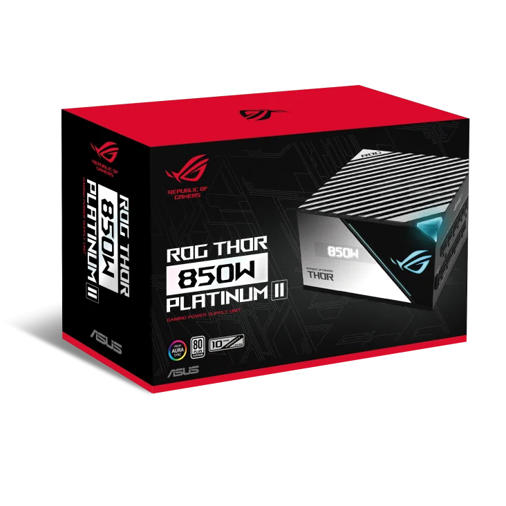 ASUS ROG THOR 850W Platinum II,80 Plus Platinum, 135mm Wing-blade Fan with PWM Control, ROG Heatsinks, OLED Display, Fully Modular Power Supply