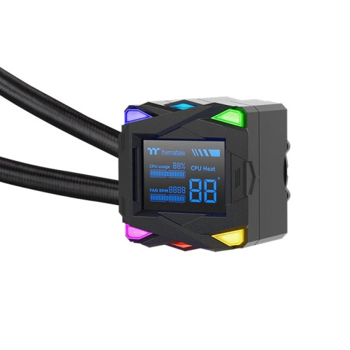Thermaltake LA240-S ARGB Sync AIO Liquid Cooler: RGB Water Block with a 2.4” Segment LCD, Two High-performance 120MM ARGB Fans, up to 2500 RPM, Daisy-Chain Design - Black