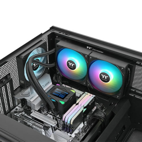 Thermaltake LA240-S ARGB Sync AIO Liquid Cooler: RGB Water Block with a 2.4” Segment LCD, Two High-performance 120MM ARGB Fans, up to 2500 RPM, Daisy-Chain Design - Black