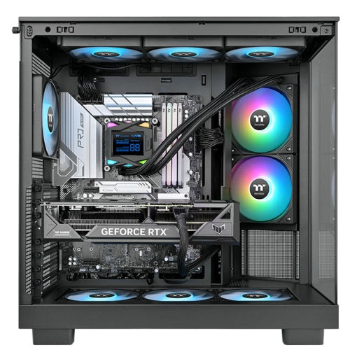 Thermaltake LA240-S ARGB Sync AIO Liquid Cooler: RGB Water Block with a 2.4” Segment LCD, Two High-performance 120MM ARGB Fans, up to 2500 RPM, Daisy-Chain Design - Black