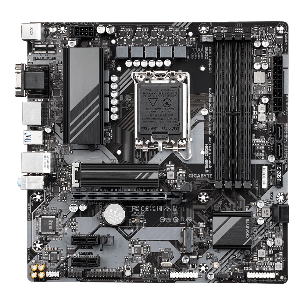 Gigabyte B760M DS3H Intel B760 Chipset Micro ATX DDR5 Motherboard, LGA1700, 4xDIMMs, 2xPCIe 4.0 x4 M.2, 2.5GbE Fast Networks, Smart Fan 6, Q-Flash Plus | B760M DS3H DDR5-GC