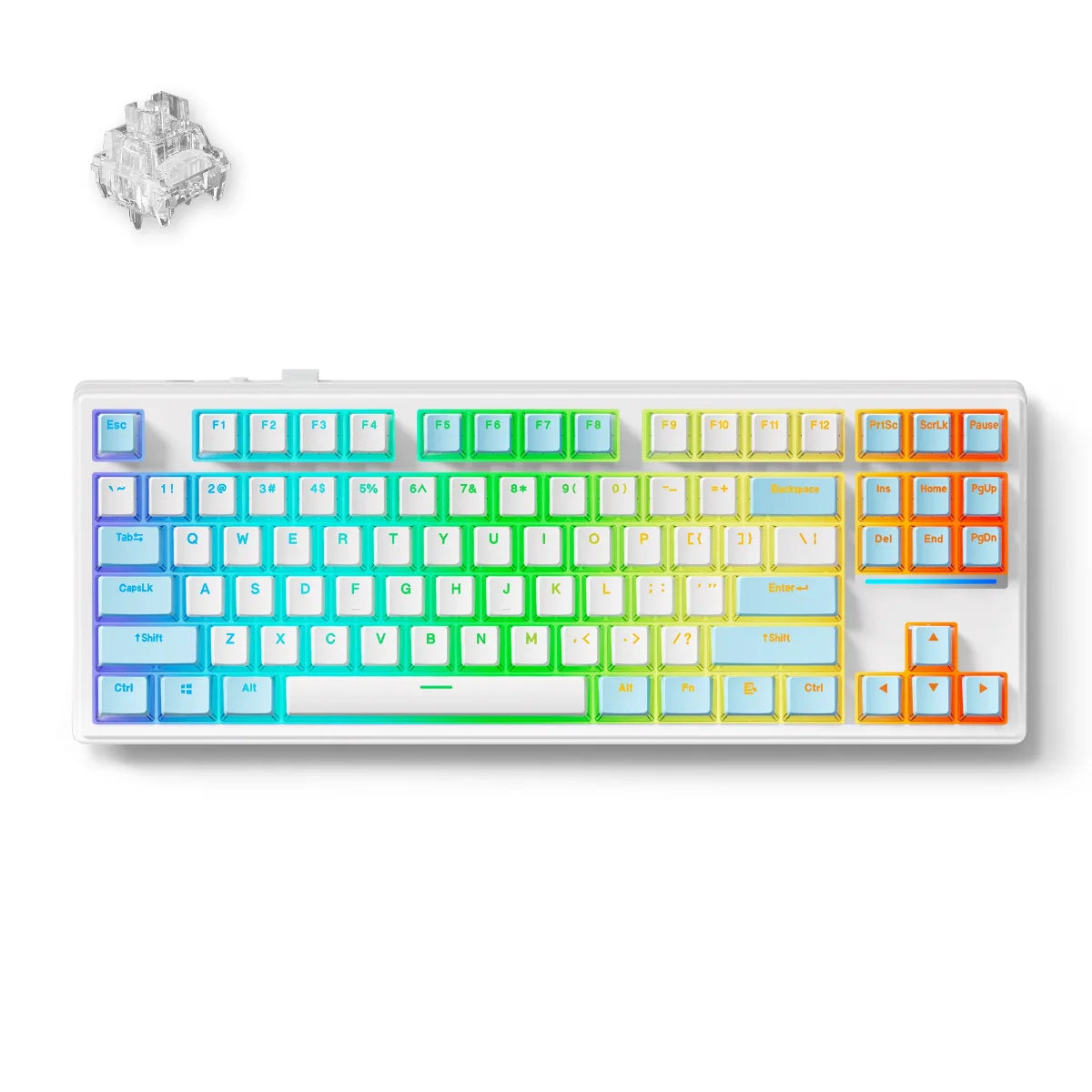 MCHOSE K87 Mechanical Keyboard, 2.4GHz | BT | Wired, 80% TKL layout, Ice Switch, White | MC-K87-6