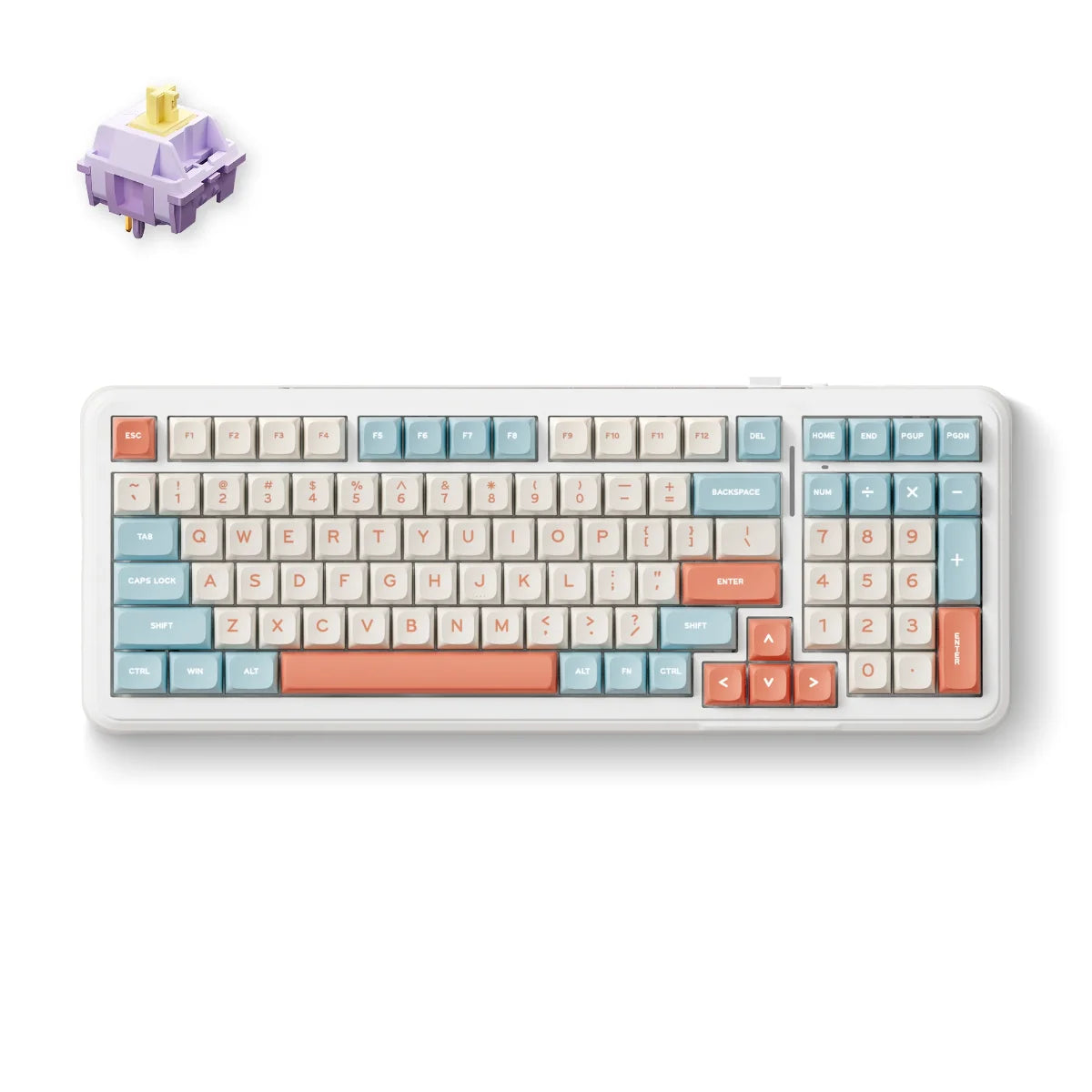 MCHOSE K99 Wireless Gasket Mount Mechanical Keyboard, 2.4GHz | BT | Wired, 98% Layout, Hyacinth Switch, Horizon Orange | K99-4A