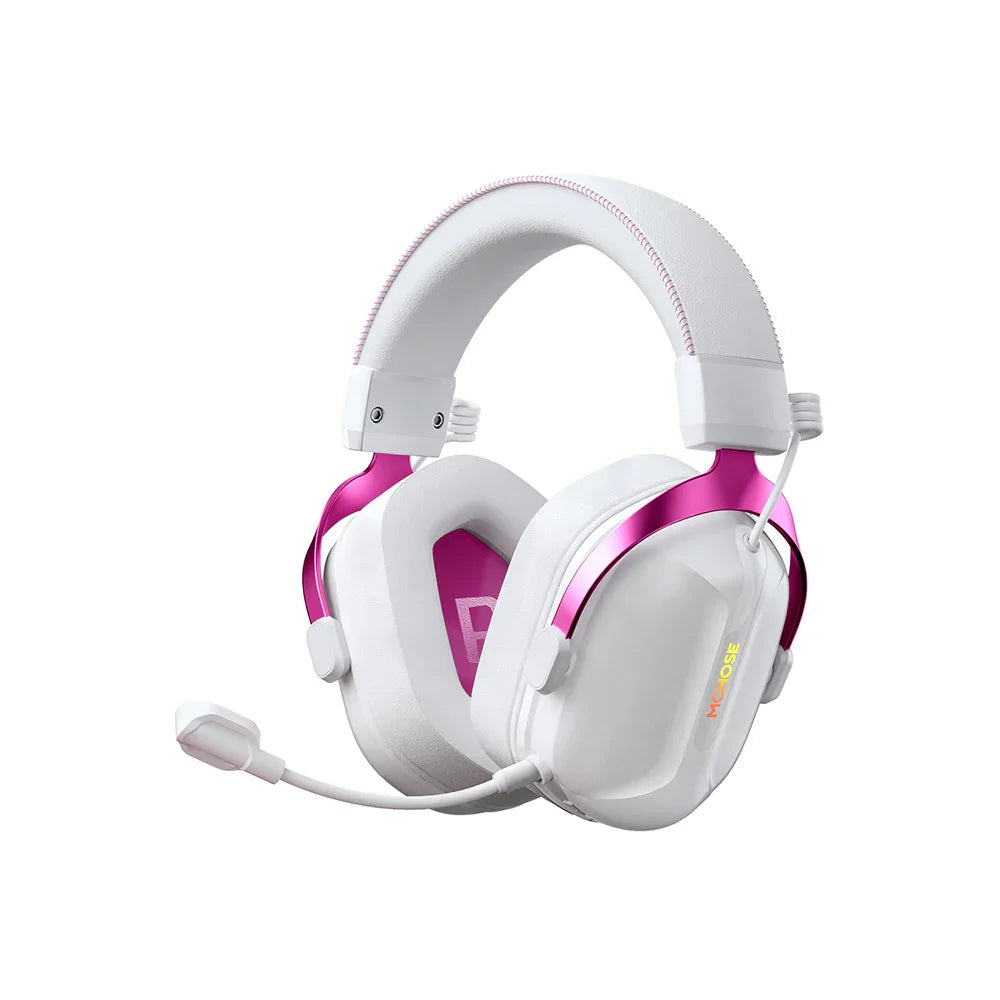 MCHOSE S9 Wireless Tri-Mode Gaming Headset, Wired/2.4G/BT Wireless, AI Intelligent Denoise, White | MC-S9-2