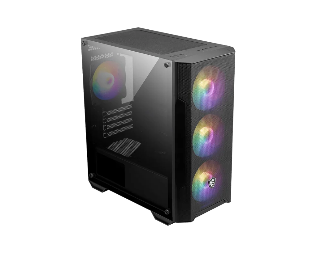 MSI MAG FORGE M100A Micro ATX Tower Case, 4x ARGB Pre-installed Fan,Black.