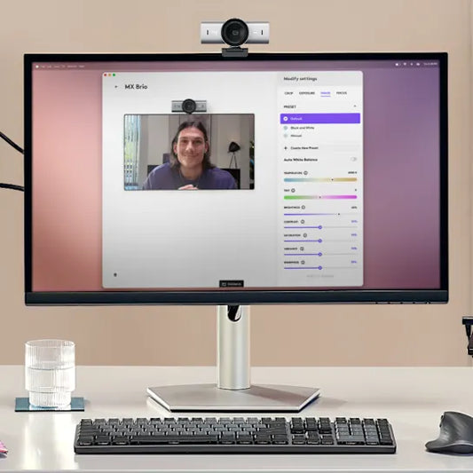 Logitech MX Brio 4K Ultra HD Collaboration & Streaming Webcam Premium Video Conferencing Camera-Pale Gray Games Corner