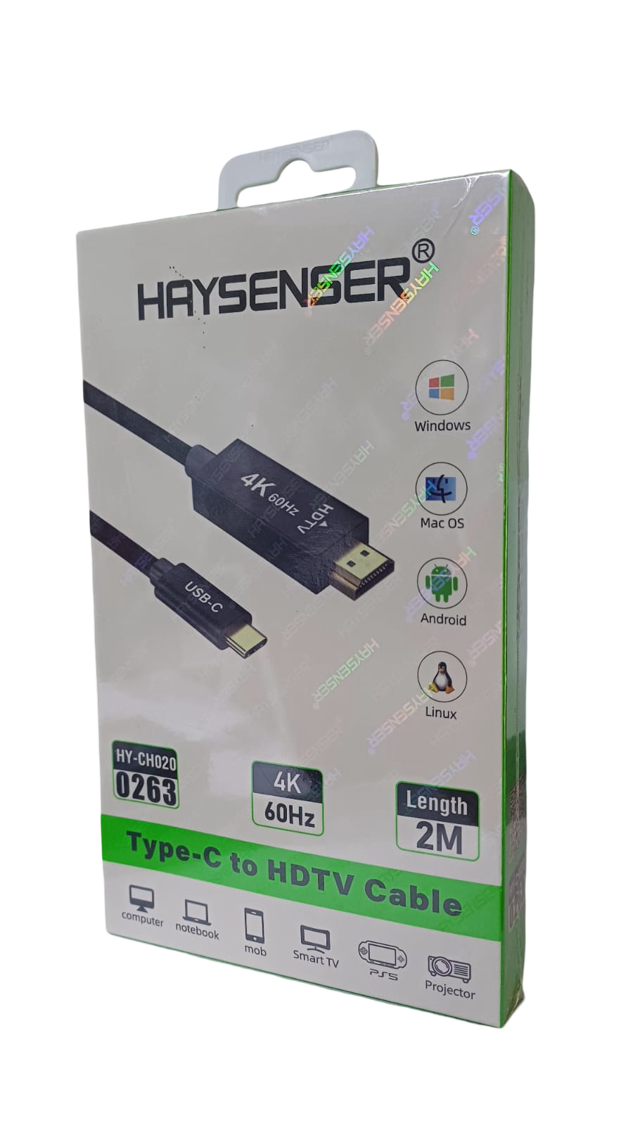 HAYSENSER Type-C to HDTV Cable,Support 4K 60Hz,2 Mtr