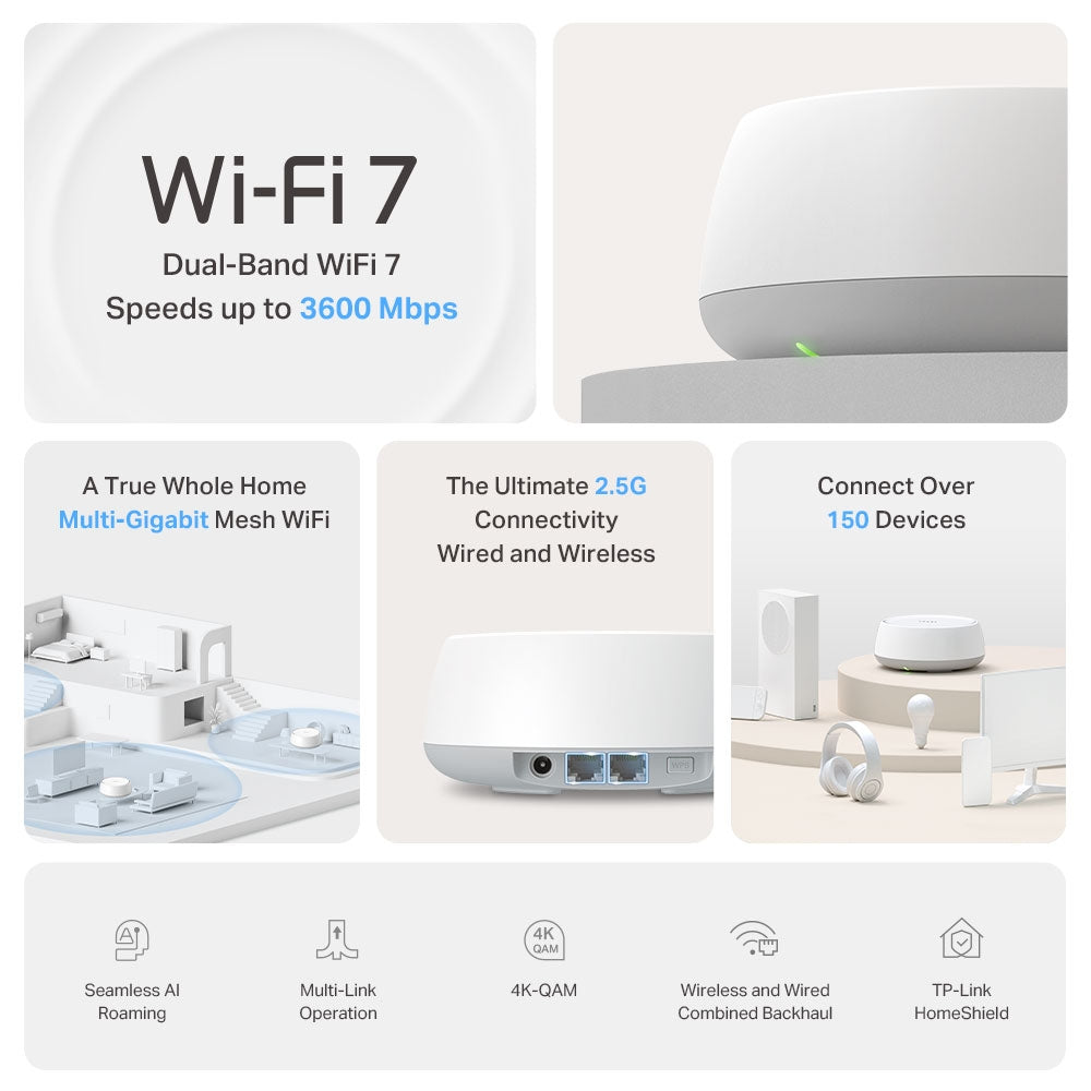 TP link Deco BE25 New BE3600 Whole Home Mesh WiFi 7 System