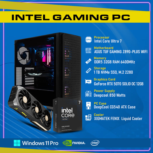 Advanced Gaming Pc Nvidia RTX 5070 SOLID OC 12GB, intel Ultra7,GC-P261