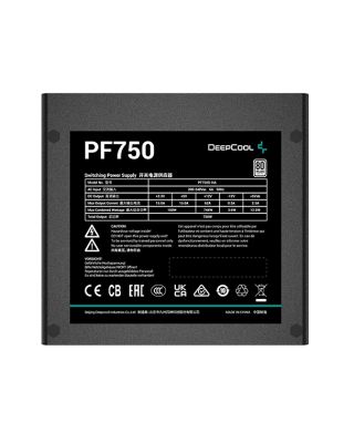 Deepcool PF750 ATX12V Power Supply Unit, 80 Plus Standard Certification, 750watts, 5% Efficiency, 120mm Fan Size, Active PFC + Double Tube Forward, Hypro Bearing, Black | R-PF750D-HA0B-UK-GC