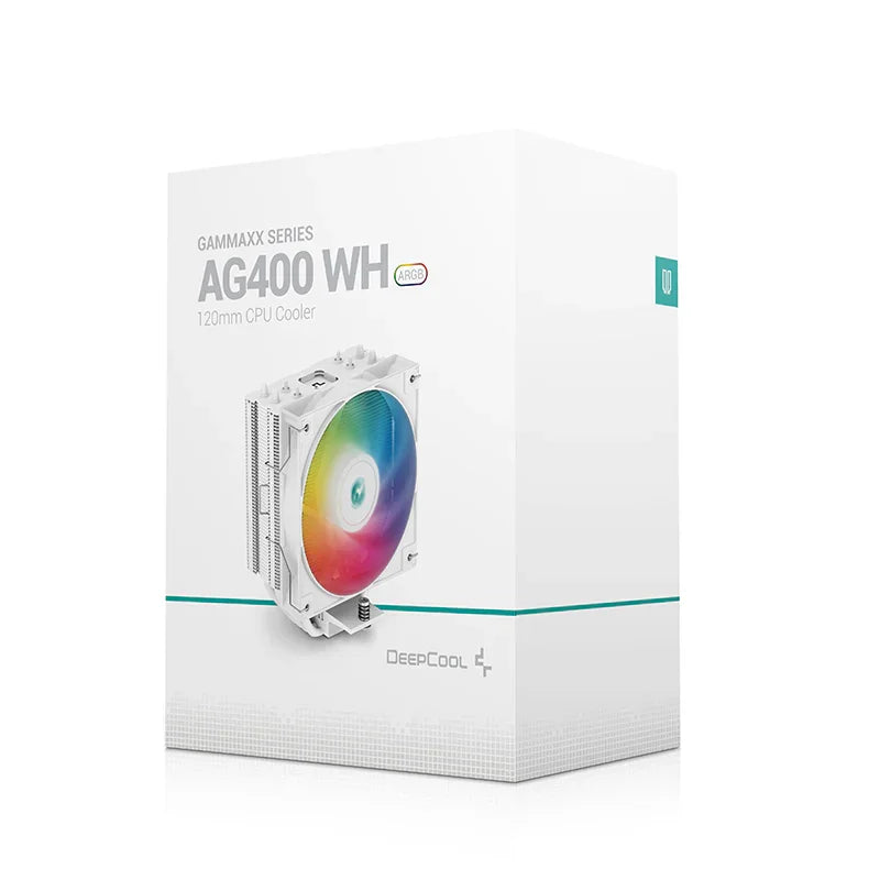 DeepCool AG400 WH ARGB Single Tower 120mm CPU Cooler, 2000 RPM Fan Speed, 75.89 CFM Airflow, ARGB LED, 3.36W Power,31.6 DBA Fan Noise,LGA1700,1200,AM5,AM4, White