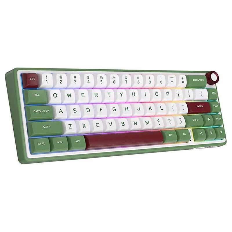 ROYAL KLUDGE R65 RGB Backlit Mechanical Wired Gaming Keyboard, Blue Switch, Green | RKR65-GS-Q