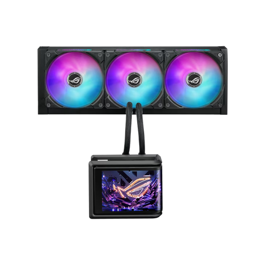 ASUS ROG Ryuo IV SLC 360 ARGB AIO Gaming CPU Liquid Cooler, Curved Screen 6.67-inch 2K AMOLED, Sliding LCD Panel, 3D Visual Effects, 71.44 CFM Fan Air Flow, 36dB(A) Noise, Black | 90RC0151-B0EAY0