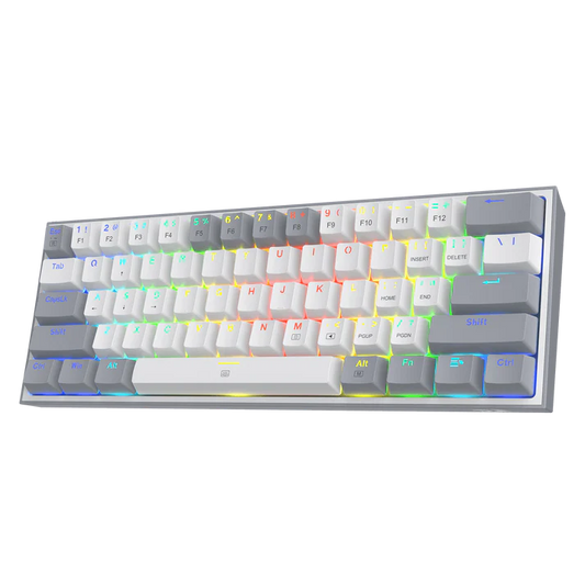 Redragon K617 Fizz 60% Wired RGB Gaming Keyboard, 61 Keys Hot-Swap Compact Mechanical Keyboard w/White and Grey Color Keycaps, Linear Red Switch,Pro Driver/Software Supported