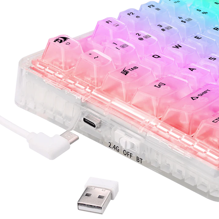 Redragon Elf Pro K649 Wireless Crystal 75% Gasket Hot-Swappable Mechanical Keyboard