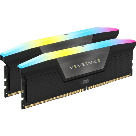 Corsair Vengeance RGB 32GB (2x16GB) DDR5 DRAM 7200MT/s CL34 Memory Kit, 288-Pin, DIMM, Extreme OC PMIC, Intel 700 Series, XMP 3.0, Black-GC - Games Corner Games Corner