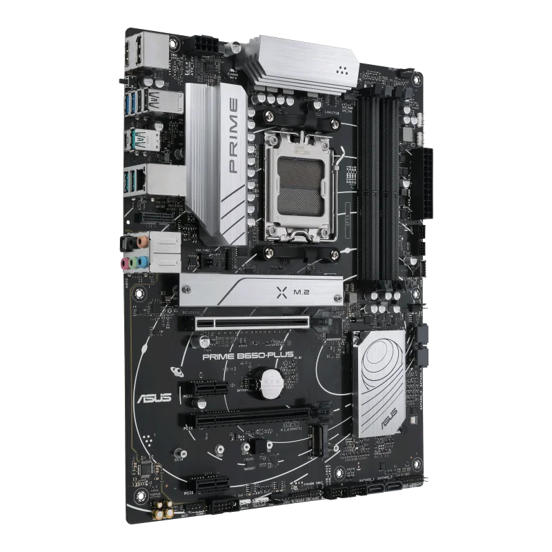 Asus PRIME B650-PLUS ATX Motherboard, AM5 Socket, AMD B650 Chipset, 4 x 2-Channel DDR5 128GB Max, Realtek 2.5Gb Ethernet, USB 3.2/2.0, 4x SATA, 2x M.2, 1x PCIe 4.0 x16, 1x HDMI/DP-GC