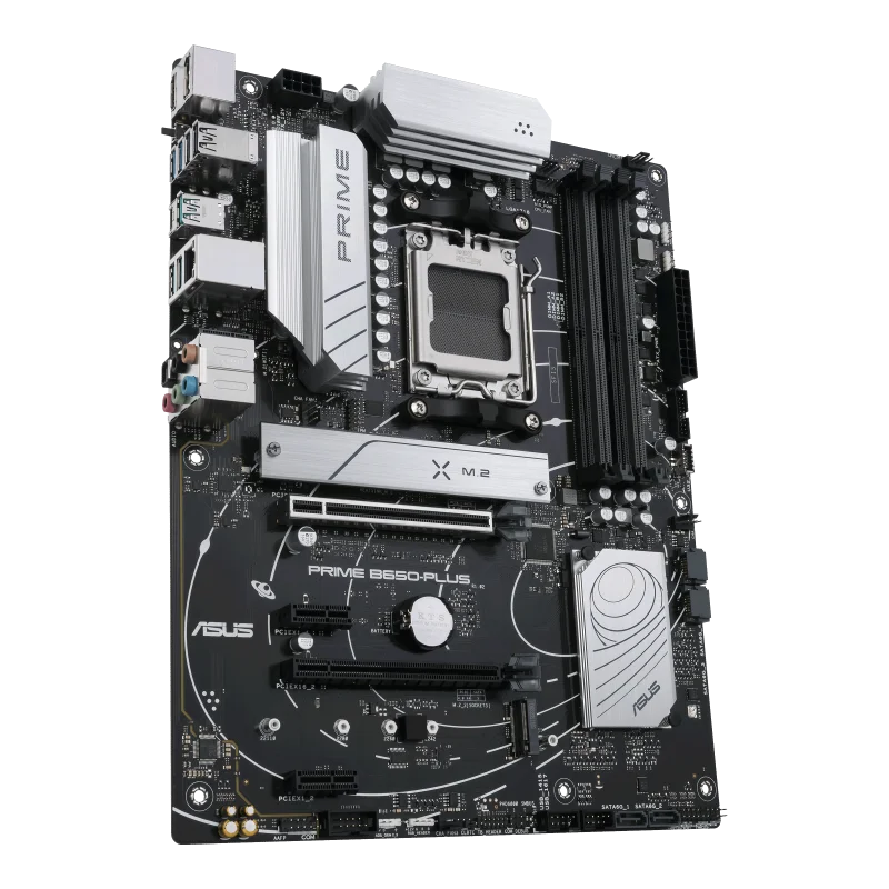 Asus PRIME B650-PLUS ATX Motherboard, AM5 Socket, AMD B650 Chipset, 4 x 2-Channel DDR5 128GB Max, Realtek 2.5Gb Ethernet, USB 3.2/2.0, 4x SATA, 2x M.2, 1x PCIe 4.0 x16, 1x HDMI/DP-GC