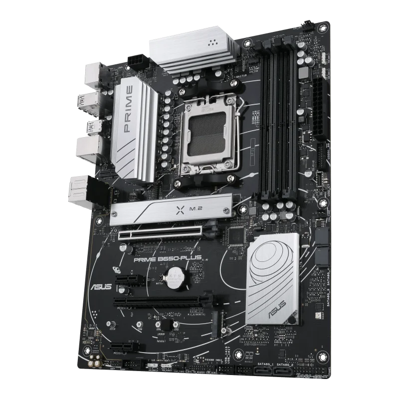 Asus PRIME B650-PLUS ATX Motherboard, AM5 Socket, AMD B650 Chipset, 4 x 2-Channel DDR5 128GB Max, Realtek 2.5Gb Ethernet, USB 3.2/2.0, 4x SATA, 2x M.2, 1x PCIe 4.0 x16, 1x HDMI/DP-GC