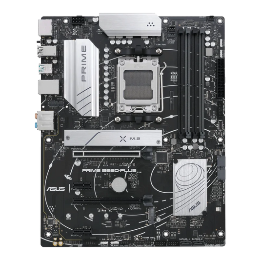 Asus PRIME B650-PLUS ATX Motherboard, AM5 Socket, AMD B650 Chipset, 4 x 2-Channel DDR5 128GB Max, Realtek 2.5Gb Ethernet, USB 3.2/2.0, 4x SATA, 2x M.2, 1x PCIe 4.0 x16, 1x HDMI/DP-GC
