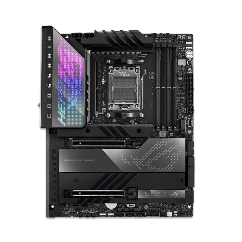Asus ROG Crosshair X670E Hero AMD X670 AM5 Ryzen™ Desktop 9000 8000 & 7000 ATX Motherboard, 18 + 2 Power Stages, PCIe® 5.0, DDR5, 5X M.2 Slots, USB 3.2 Gen 2x2 with Quick Charge 4+, USB4®, Wi-Fi 6E-GC