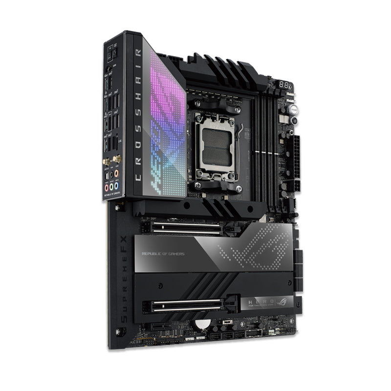 Asus ROG Crosshair X670E Hero AMD X670 AM5 Ryzen™ Desktop 9000 8000 & 7000 ATX Motherboard, 18 + 2 Power Stages, PCIe® 5.0, DDR5, 5X M.2 Slots, USB 3.2 Gen 2x2 with Quick Charge 4+, USB4®, Wi-Fi 6E-GC