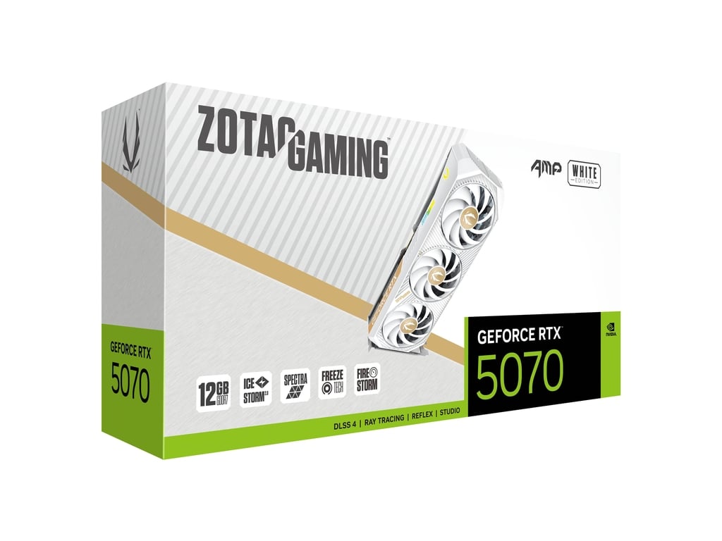 ZOTAC GAMING GeForce RTX 5070 AMP White Edition 12GB Graphics Card.