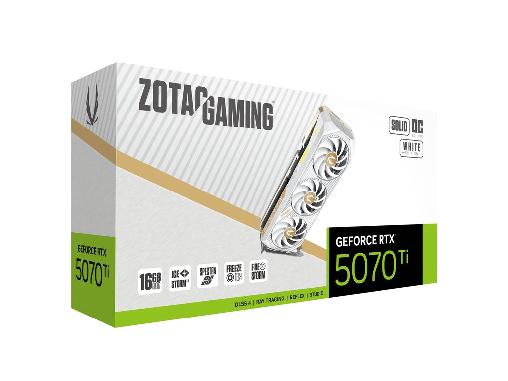 ZOTAC GAMING GeForce RTX 5070 Ti SOLID OC White Edition 16GB Graphics Card.