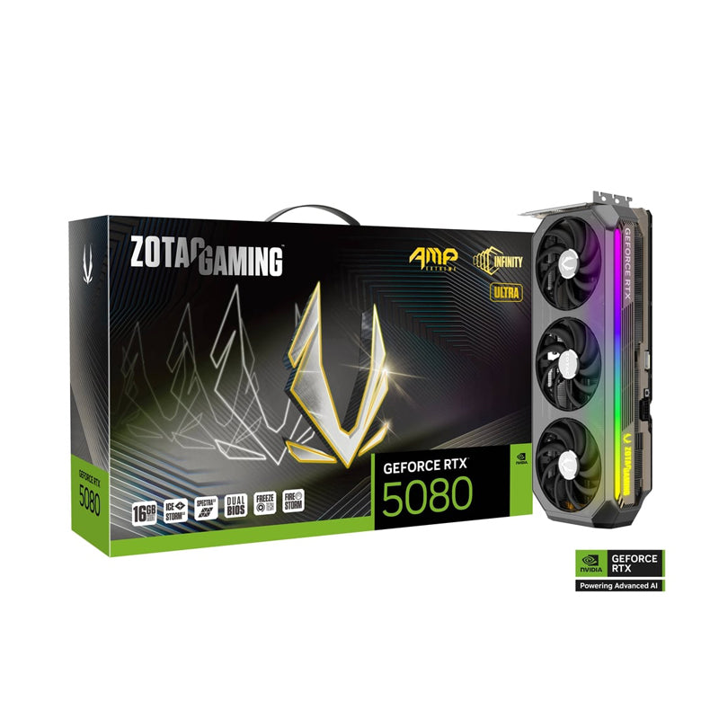 ZOTAC Gaming GeForce RTX 5080 AMP Extreme Infinity Ultra DLSS 4 16GB GDDR7 256-bit 30 Gbps PCIE 5.0 Gaming Graphics Card, IceStorm 3.0 Advanced Cooling, Spectra 2.0 ARGB Lighting, ZT-B50800BU-10P
