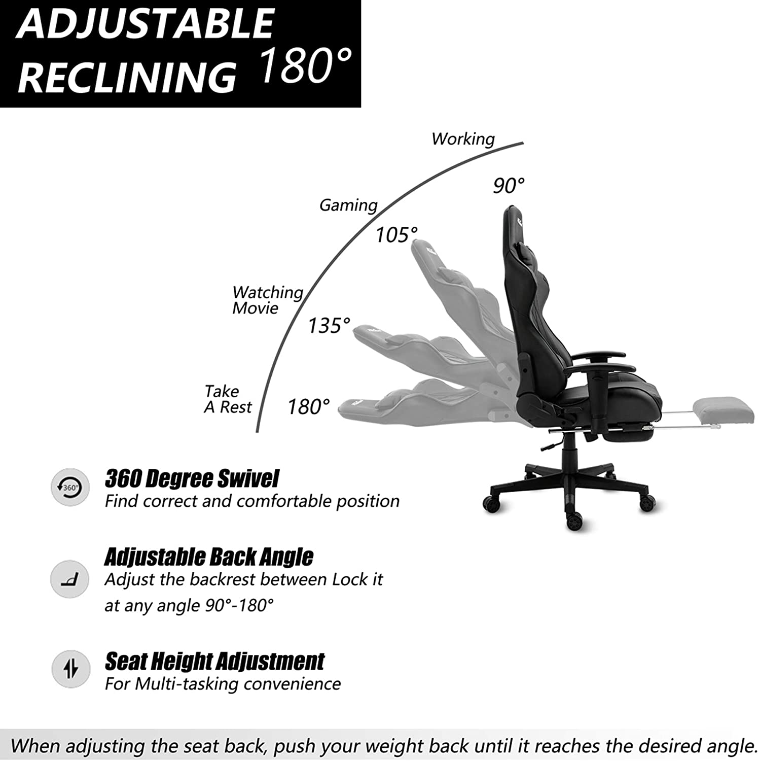 WeGuard Massage Gaming Chair Racing Office Computer Game-Black - Games Corner