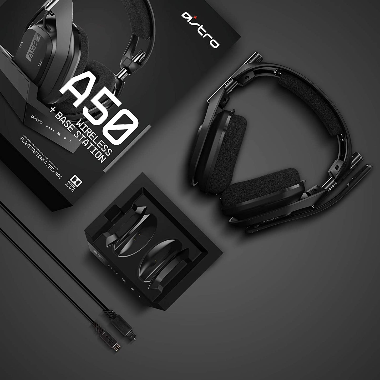 ASTRO Gaming A50 Wireless Gaming Headset + Base Station Gen 4 for PS4 & PC - Black/Silver (with Dolby Audio) - Games Corner