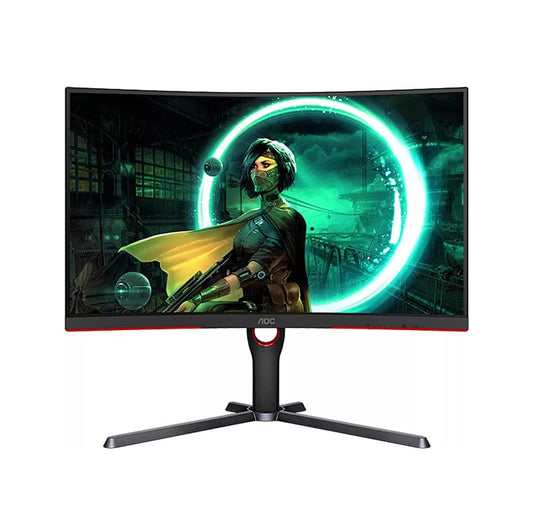 AOC c27g3 27” curved farmless gaming monitor, fhd 1080p, 1ms 165hz, adaptive sync, hdr mode 2xhdmi + displayport, - Games Corner